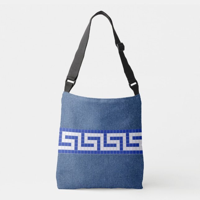 Bolsa Ajustável Chave Grega em Denim Falso (Frente)
