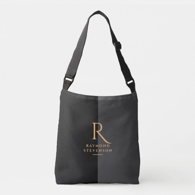 Bolsa Ajustável Chic Black e Dourado Monogramas (Frente)