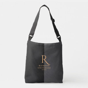 Bolsa Ajustável Chic Black e Dourado Monogramas Crossbody Bag