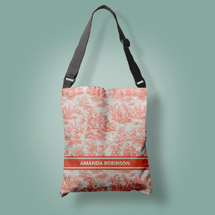 Bolsa Ajustável Chic vintage orange toile de jouy impresso