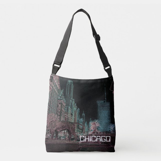 BOLSA AJUSTÁVEL CHICAGO MICHIGAN AVENUE @ ART MUSEUM 1967 NEON (Frente)