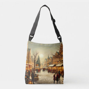 Bolsa Ajustável Cidade de mercado de Natal nevado de inverno vinta
