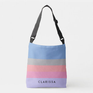 Bolsa Ajustável cinza de coral rosa pastoso bloco de cor azul roxa