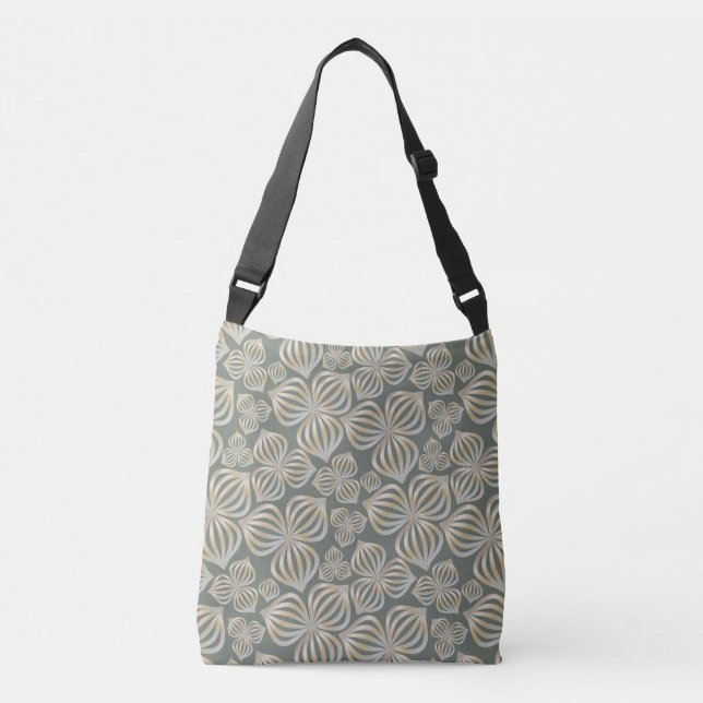Bolsa Ajustável cinza flores de ouro sem costura + suas ideias (Frente)