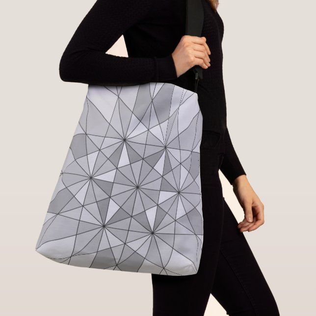Bolsa Ajustável Cinza preto branco Padrão triangular mosaico retrô (Close Up)