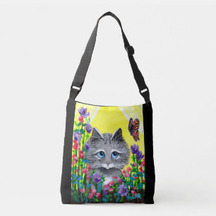Bolsa Ajustável Cinzas por Borboletas Flores