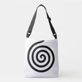 Bolsa Ajustável Círculo Espiral Abstrato Elegante em preto e branc
