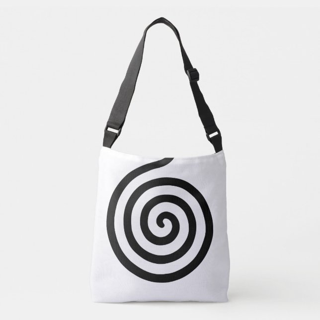Bolsa Ajustável Círculo Espiral Abstrato Elegante em preto e branc (Frente)