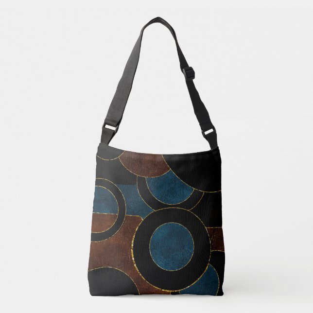 Bolsa Ajustável Círculos Geométricos Abstratos Dourado  Brilho em  (Frente)
