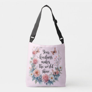 Bolsa Ajustável Citação Floral Inspiracional com Borboletas