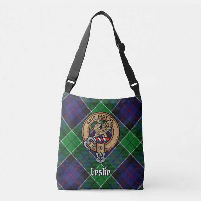 Bolsa Ajustável Clan Leslie Crest sobre caçar Tartan (Frente)
