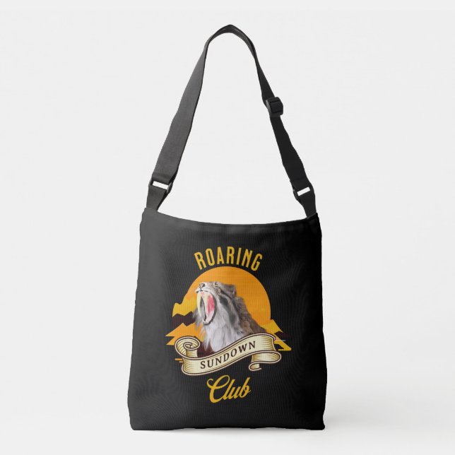 Bolsa Ajustável Clube de Aventura do Pôr do Sol Retro do Tigre-den (Frente)