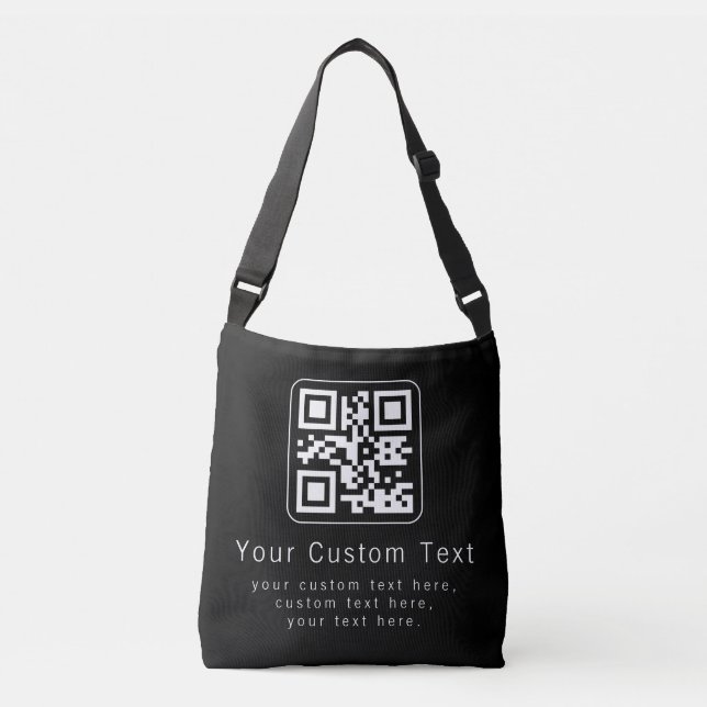 Bolsa Ajustável Código QR personalizável e modelo de texto editáve (Frente)