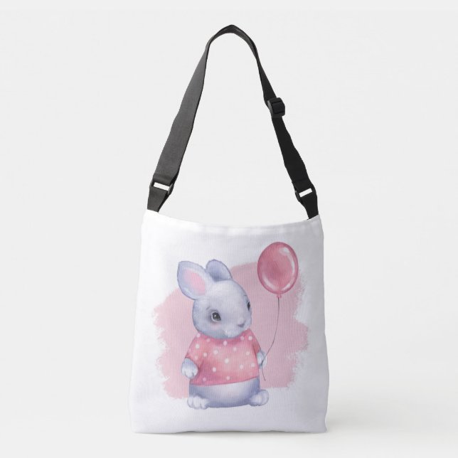 Bolsa Ajustável Coelhinho Bonito com Balão Rosa (Frente)