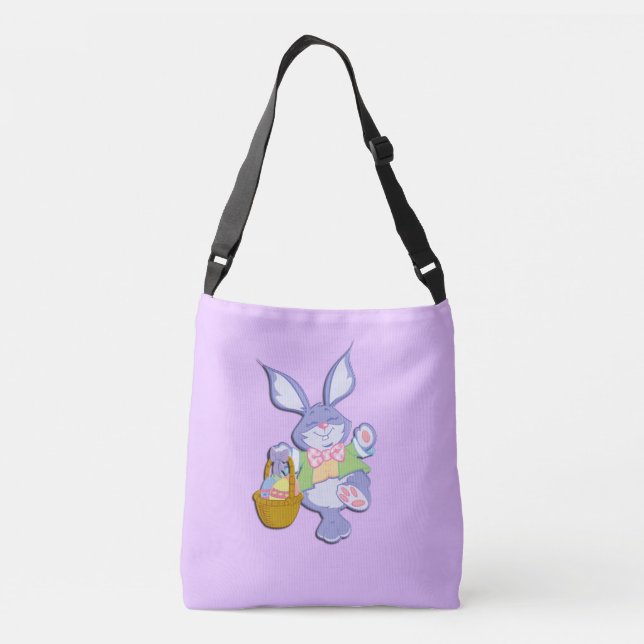 Bolsa Ajustável Coelho de Páscoa Roxo Dançando Lavanda (Verso)