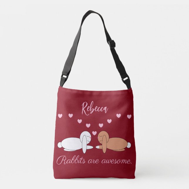 Bolsa Ajustável Coelhos Sorridentes Apaixonados: Marrom (Verso)