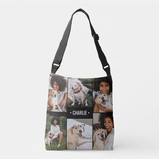 Bolsa Ajustável Colagem de Fotos de Cachorro Monogramada (Frente)