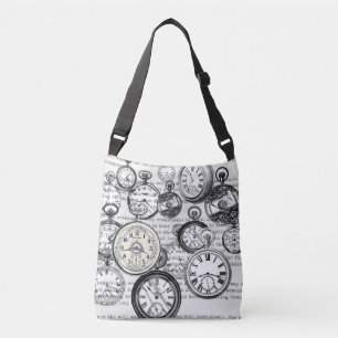 Bolsa Ajustável Colagem de Relógio de Bolso Vitoriano Alice no Paí