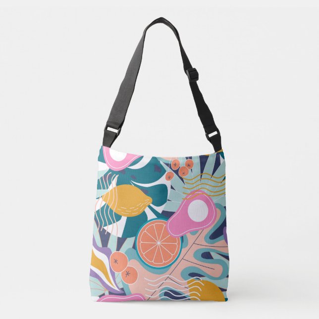 Bolsa Ajustável Colagem de selva exótica e moderna. (Frente)