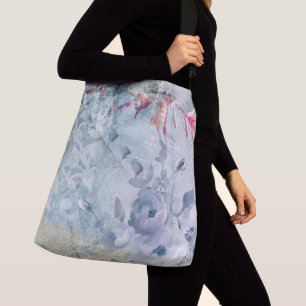 Bolsa Ajustável Colagem Floral Abstrato Azul