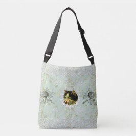 Bolsa Ajustável Colagem Vintage Retro com rendas e flores