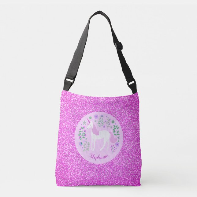 Bolsa Ajustável Coleta Rosa Unicorn Personalizada (Frente)
