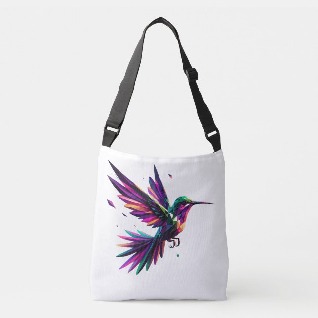 Bolsa Ajustável Colibrí Arcoíris Geométrico – Arte Moderno Vibrant (Frente)