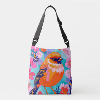 Bolsa Ajustável Colorful Bird Floral Crossbody Bag - Cute Nature S