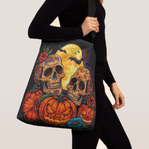 Bolsa Ajustável Colorida Caveira de Açúcar Floral Calavera, Hallow
