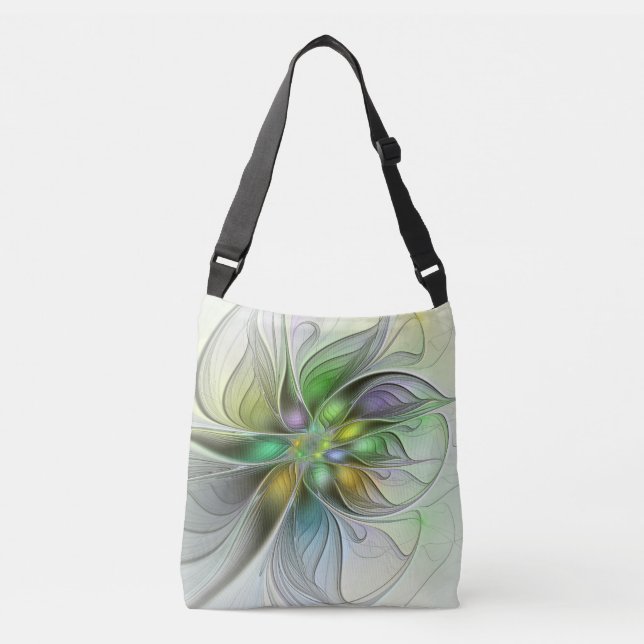 Bolsa Ajustável Colorida Fantasy Flor Moderno Abstrato Fractal (Frente)