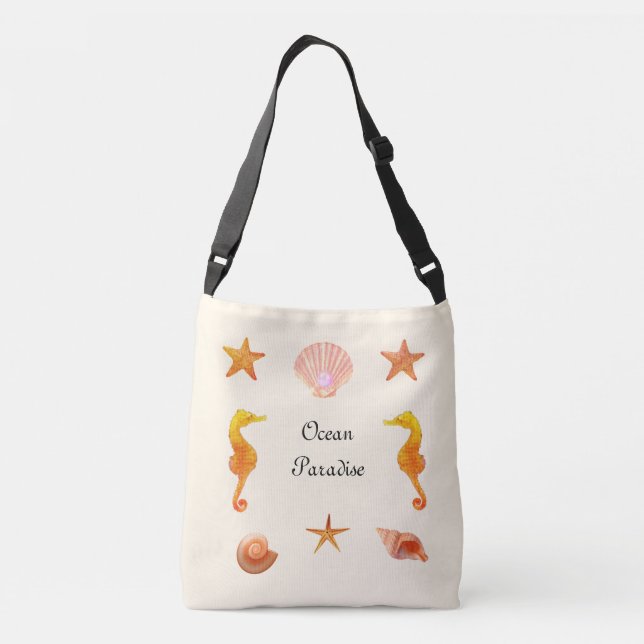 Bolsa Ajustável Conchas marinhas, caligrafia de estrelas & cavalos (Verso)