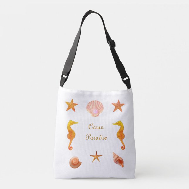 Bolsa Ajustável Conchas marinhas, estrelas caligrafia & cavalos-ma (Verso)