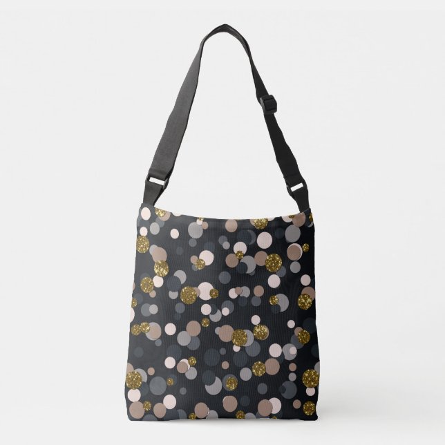 Bolsa Ajustável Confetti Peach, Maple, Cinza e Brilho Dourado (Frente)