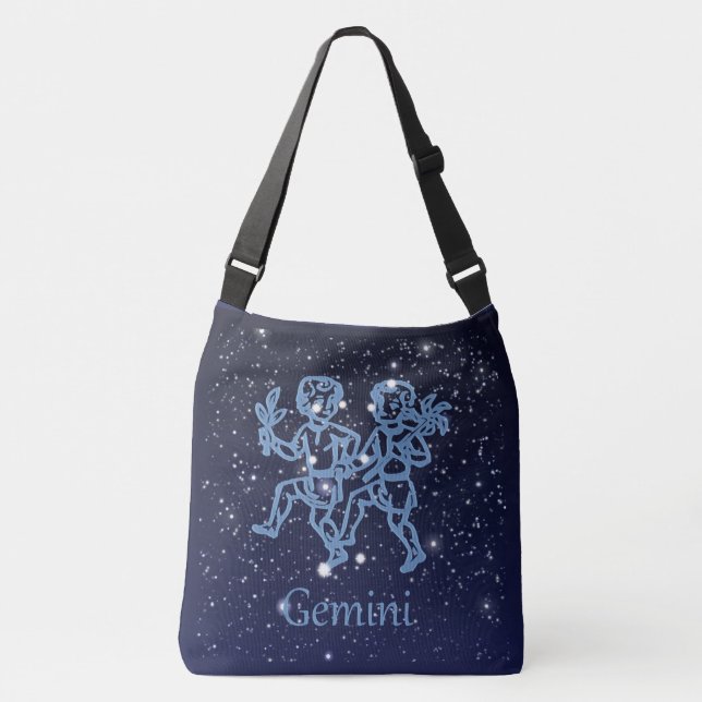 Bolsa Ajustável Constelação Gemini e Sinal Zodíaco com Estrelas (Frente)