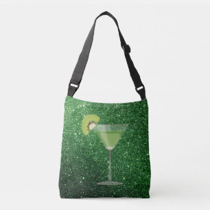 Bolsa Ajustável Coquetel Verde com Glitter Faux Kiwi