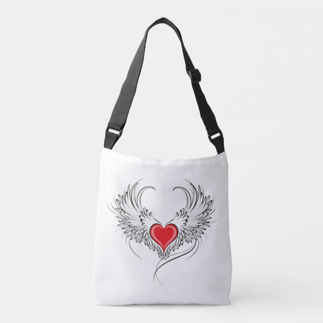Bolsa Ajustável Coração Anjo Vermelho com asas (Frente)