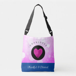Bolsa Ajustável Coração Bonita e Abençoado Adicione Seu Nome Rosa