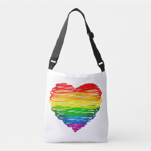 Bolsa Ajustável Coração colorido de arco-íris do SlipperyJoe rabis