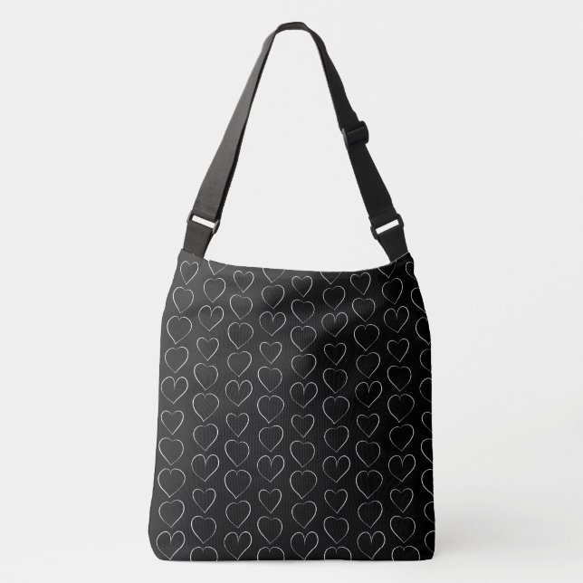 BOLSA AJUSTÁVEL CORAÇÃO DO AMOR ROMÂNTICO PRETO (Frente)