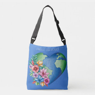 Bolsa Ajustável Coração Terra do Planeta de Texto Personalizado