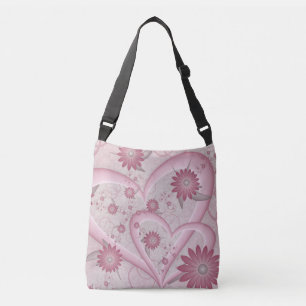Bolsa Ajustável Corações e flores cor-de-Abstrato cor-de-rosa ador