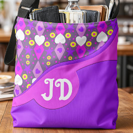 Bolsa Ajustável Corações e Margaridas Rosa e Roxo