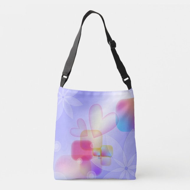 Bolsa Ajustável Corações pastéis românticos e design de flores (Verso)