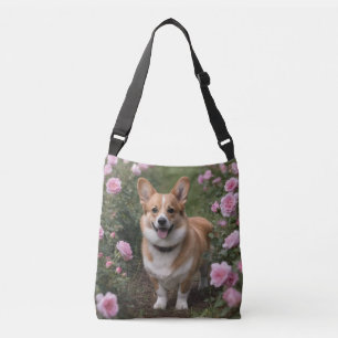 Bolsa Ajustável Corgi Nas Rosas Rosa,