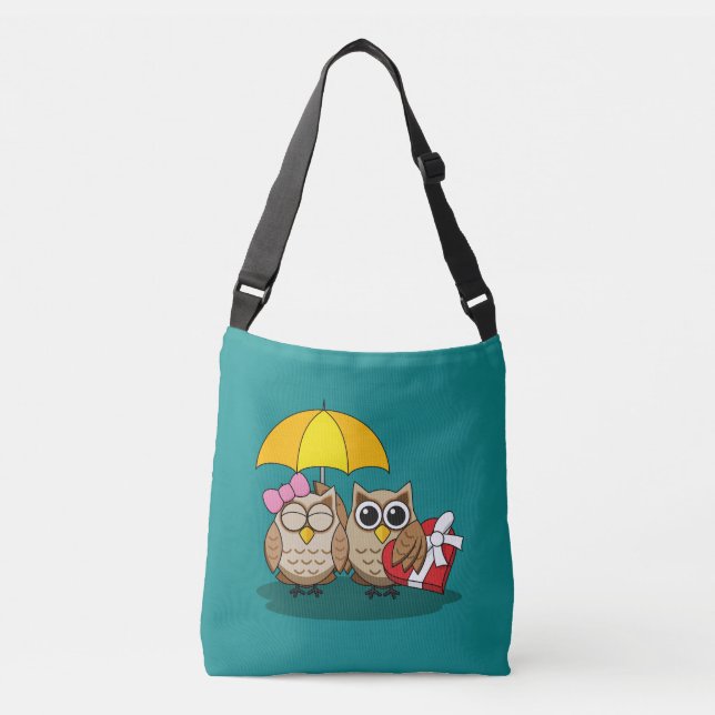 Bolsa Ajustável Coruja-branca com guarda-chuva e caixa de chocolat (Frente)
