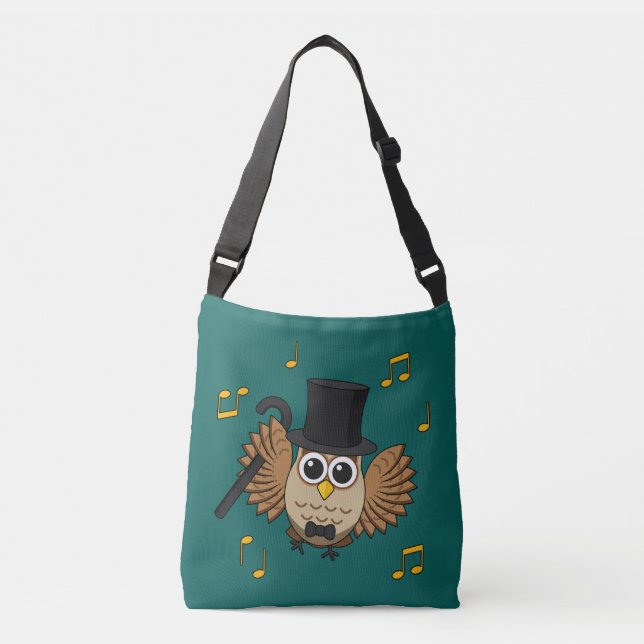 Bolsa Ajustável Coruja Dançarina Bonita com Cartoon de Notas de Mú (Frente)