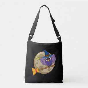 Bolsa Ajustável Coruja do Cartoon voando na vassoura