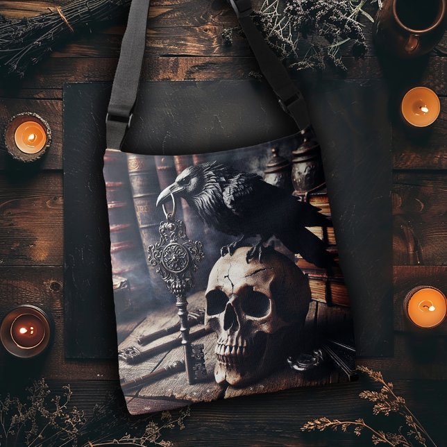 Bolsa Ajustável Corvo com Chave em uma Caveira (Criador carregado)
