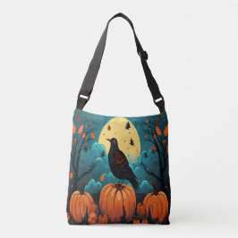 Bolsa Ajustável Corvo de Halloween na Floresta de Pumpkin