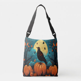 Bolsa Ajustável Corvo de Halloween na Floresta de Pumpkin